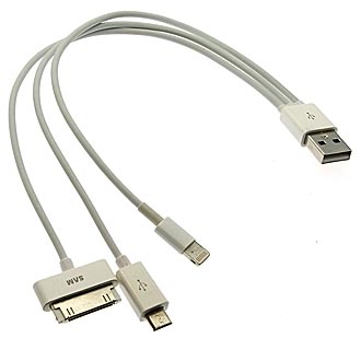 Шнуры для мобильных устройств USB to iPhone 4/5 Micro USB 