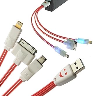 Шнуры для мобильных устройств USB 1to 3 light line & smile  20cm 