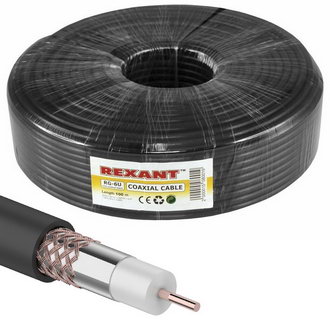 Коаксиальный кабель 01-2222 RG-6U+Cu 64% 100м(ч) REXANT
