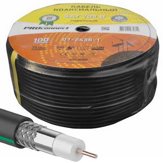 Коаксиальный кабель 01-2436-1 SAT 703 B 75% 100м(ч) PROCONNECT