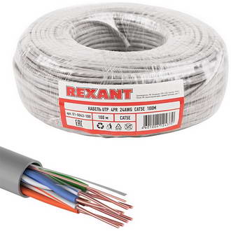 Витая пара 01-0043-100 U/UTP 5e PVC 4PR 24AWG REXANT