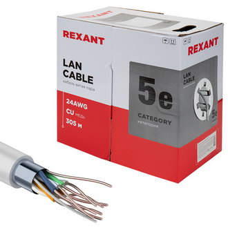 Витая пара 01-0143 F/UTP 5e PVC 4PR 24AWG 305м REXANT