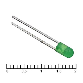 Светодиоды 3 mm green 30 mCd   20 RUICHI