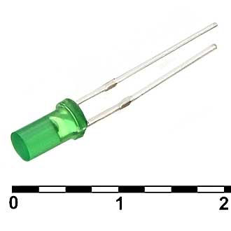 Светодиоды 3x3 CYL green diff 50mcd 2,1v 