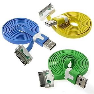 Шнуры для мобильных устройств USB to iPhone 4 flat 1m (LED) 