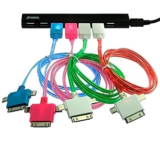 Шнуры для мобильных устройств MicroUSB/iphone 4/5 Flat Light 1m 