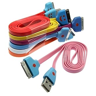 Шнуры для мобильных устройств USB to iPhone4 Flat Flash smile 1m 