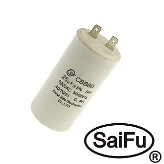 Пусковые конденсаторы CBB60  25uF  630V  (SAIFU) SAIFU