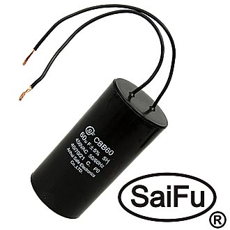 Пусковые конденсаторы CBB60 60uF 450V WIRE (SAIFU) SAIFU