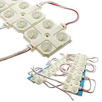 Светодиодные модули подсветки 5730 4LED 12V 2W LENS Al pl W IP65  Светодиодные модули подсветки 5730 4LED 12V 2W LENS Al pl W IP65