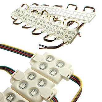Светодиодные модули подсветки 5050 4LED  12V 1W RGB IP65  Светодиодные модули подсветки 5050 4LED  12V 1W RGB IP65
