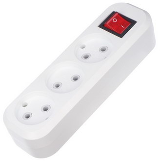 Розетки электрические 11-8705 Колодка 3 гнезда с кнопкой REXANT