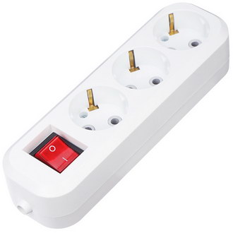 Розетки электрические 11-8706 Колодка 3 гнезда с кнопкой REXANT