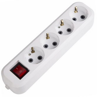 Розетки электрические 11-8716 Колодка 4 гнезда с кнопкой REXANT