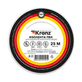 Изолента KR-09-2101 Изолента 0.13х15 белая KRANZ