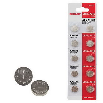 Батарейки 30-1031 Батарейка LR54 AG10 LR1130 REXANT