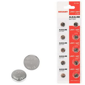Батарейки 30-1034 Батарейка LR57 AG7 LR926 G7 REXANT