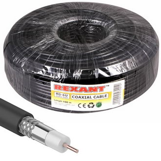 Коаксиальный кабель 01-2202 RG-6U 64% 100м(ч) REXANT