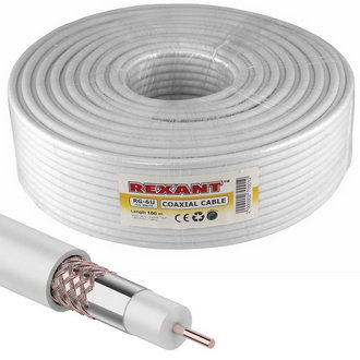Коаксиальный кабель 01-2221 RG-6U+Cu 64% 100м(б) REXANT