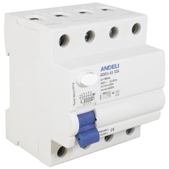 Автоматические выключатели ADB1L-63 4P 32A 30mA тип AC 6kA ANDELI