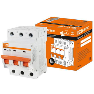 Автоматические выключатели ВА47-60 3Р 32А 6кА х-ка С TDM