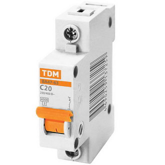 Автоматические выключатели ВА47-63 1Р 20А 4.5кА х-ка С TDM