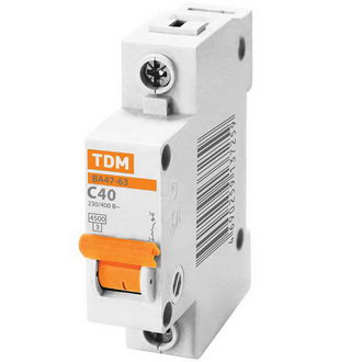Автоматические выключатели ВА47-63 1Р 40А 4.5кА х-ка С TDM