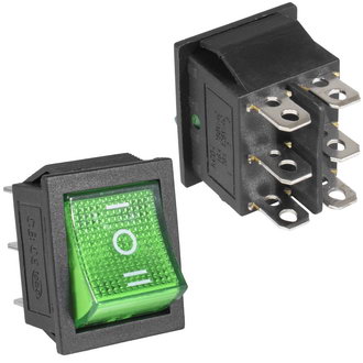 Клавишные переключатели KCD4-203N-C6-G/6P on-off-on RUICHI