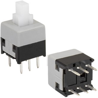 Миниатюрные кнопки PB22E09 с фикс. 8.5x8.5x14 RUICHI Миниатюрные кнопки PB22E09 с фикс. 8.5x8.5x14 RUICHI