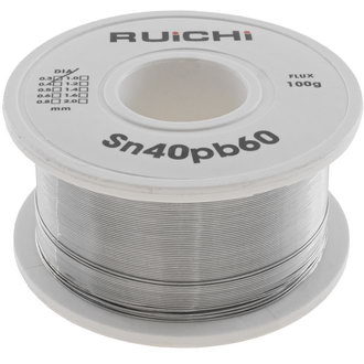 Припой Sn40/Pb60 d0.3mm 100g flux RUICHI Припой Sn40/Pb60 d0.3mm 100g flux RUICHI