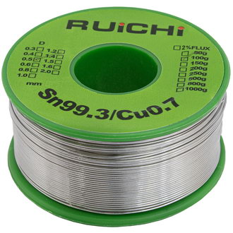 Припой Sn99.3/Cu0.7 d0.5mm 100g RUICHI Припой Sn99.3/Cu0.7 d0.5mm 100g RUICHI
