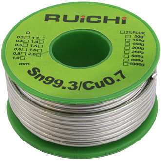 Припой Sn99.3/Cu0.7 d2.0mm 100g RUICHI Припой Sn99.3/Cu0.7 d2.0mm 100g RUICHI