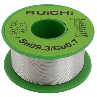 Припой Sn99.3/Cu0.7 d0.5mm 50g RUICHI Припой Sn99.3/Cu0.7 d0.5mm 50g RUICHI