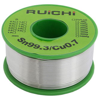 Припой Sn99.3/Cu0.7 d0.8mm 100g RUICHI Припой Sn99.3/Cu0.7 d0.8mm 100g RUICHI