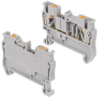Клеммы на DIN рейку Клемма проходная, зажим push-in, 2 точки подключения, 2.5 кв.мм, серая VPR-2.5-GY DKC