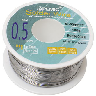 Припой Припой Sn63Pb37 ROL0 0.5мм 100гр APEMIC