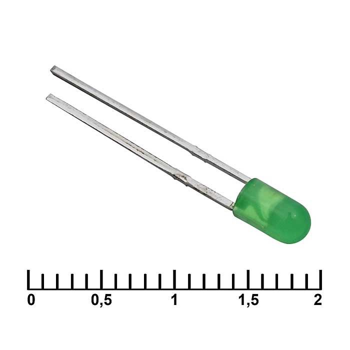 Светодиоды 3 mm green 30 mCd   20 RUICHI