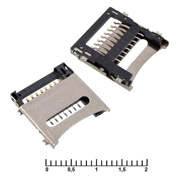 Держатели SIM и карт памяти micro-SD SMD 8pin cap fix 