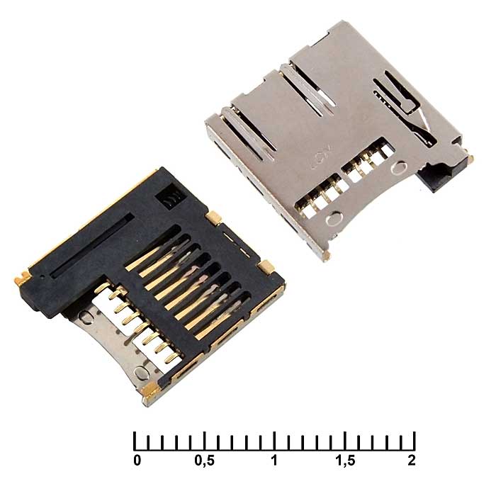 Держатели SIM и карт памяти micro-SD SMD 8pin ejector 02A 