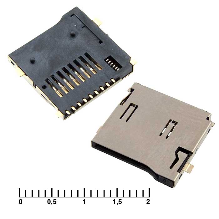 Держатели SIM и карт памяти micro-SD SMD 9pin ejector RUICHI