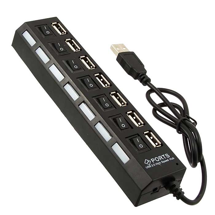USB разветвители и адаптеры 7-PORT USB2.0 HUB (on-off) 