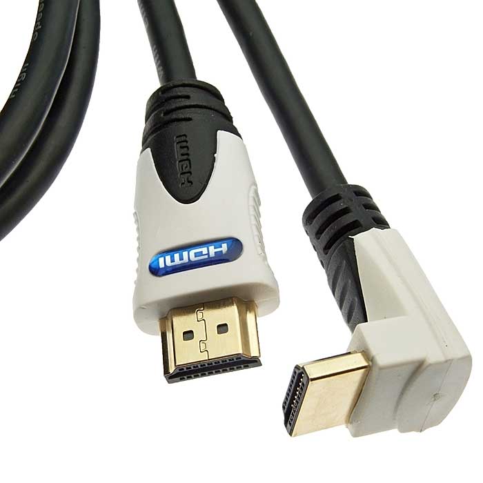 HDMI / DVI шнуры HDMI to HDMI 90* 1.4v OFC 1m 