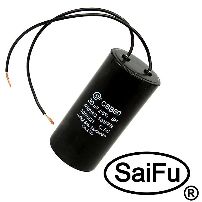 Пусковые конденсаторы CBB60  30uF  450V WIRE (SAIFU) SAIFU