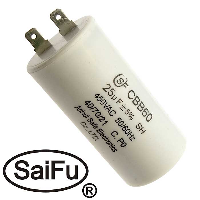 Пусковые конденсаторы CBB60  25uF  450V  (SAIFU) SAIFU