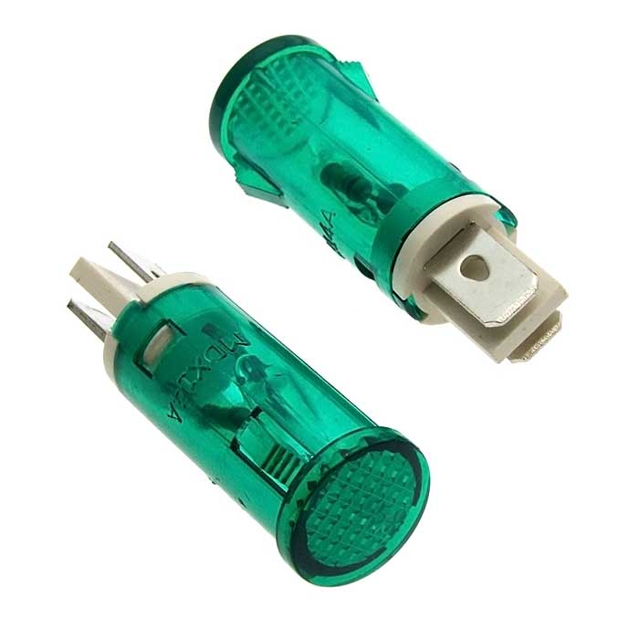 Лампочки неоновые в корпусе MDX-14 green 220V RUICHI