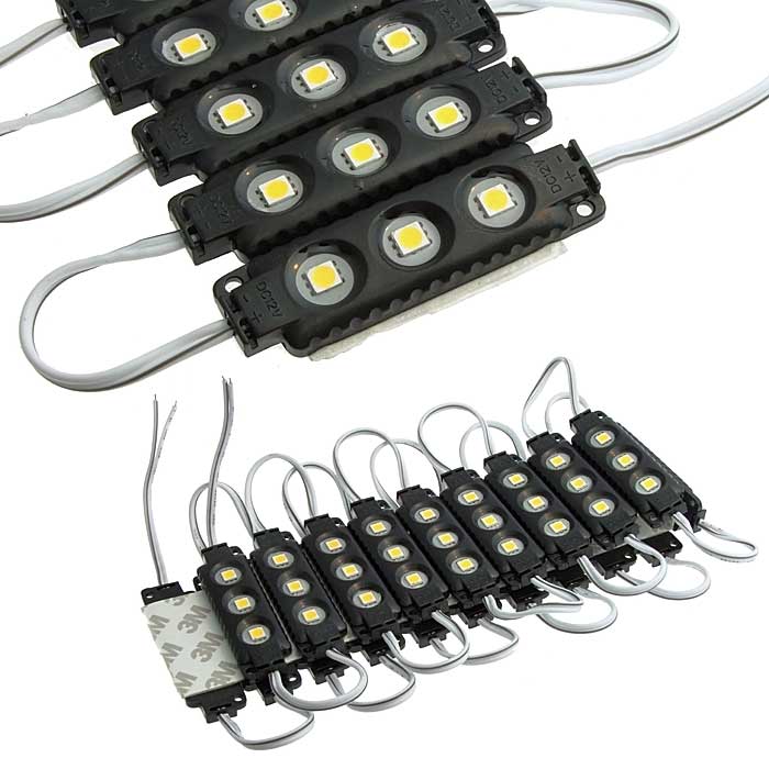 Светодиодные модули подсветки 5050 3LED BLACK 12V 0.75W W-W IP65 