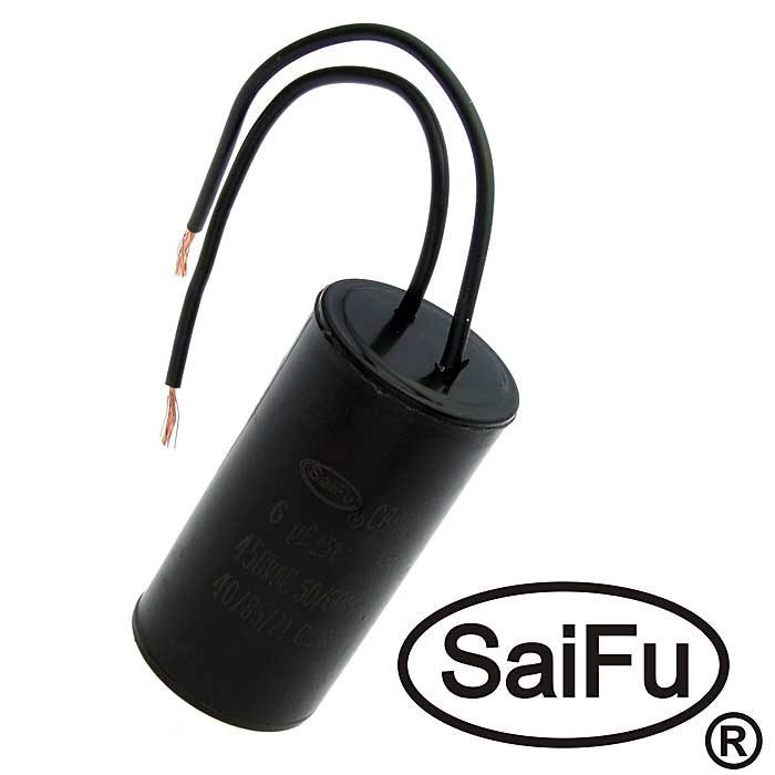 Пусковые конденсаторы CBB60   6uF  450V WIRE (SAIFU) SAIFU