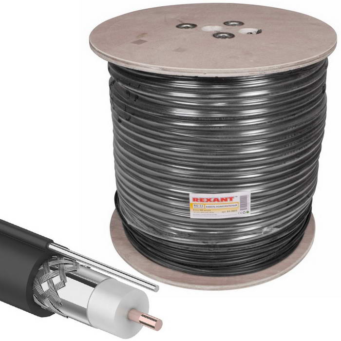 Коаксиальный кабель 01-3021 RG-11U 83%+ТРОС 305м(ч) REXANT