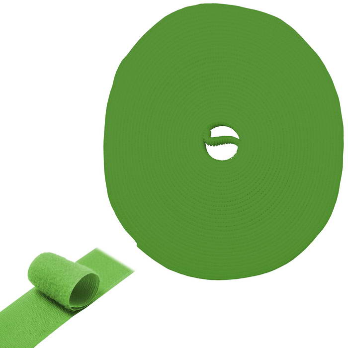 Хомуты многоразовые лента-липучка 5м х 20мм, зеленая RUICHI