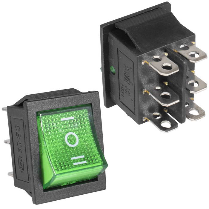 Клавишные переключатели KCD4-203N-C6-G/6P on-off-on RUICHI